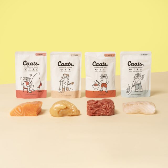 pâtée pour chat au saumon, au poulet, au bœuf et au cabillaud