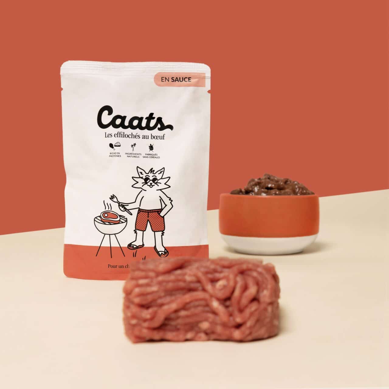 Pâtée pour chat au boeuf en sauce