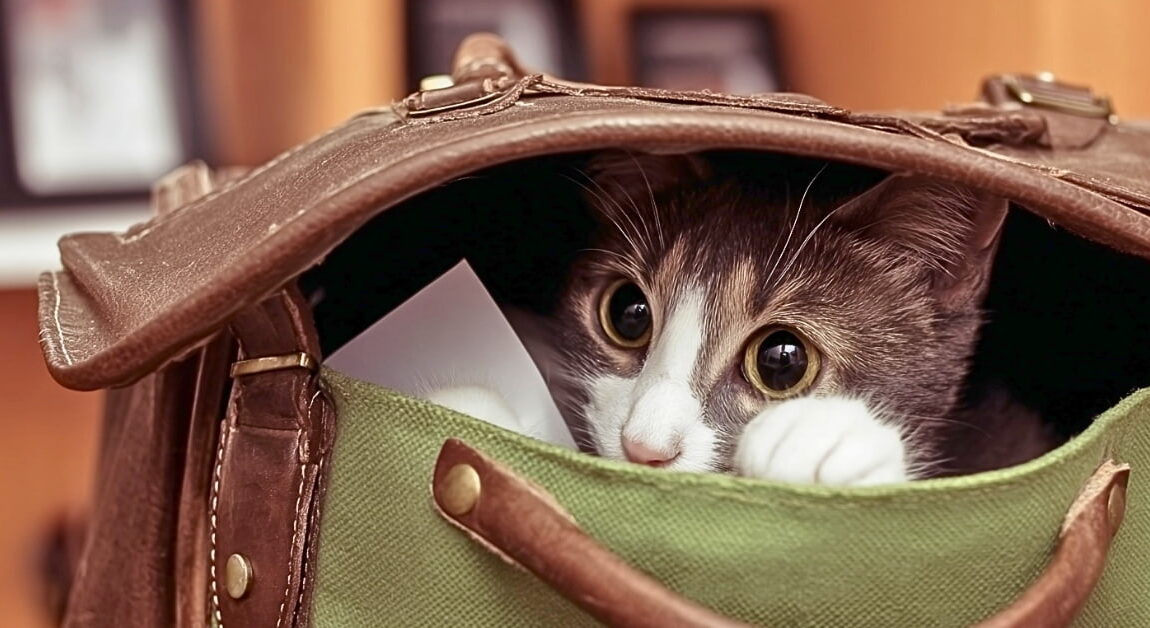 chat dans un cartable