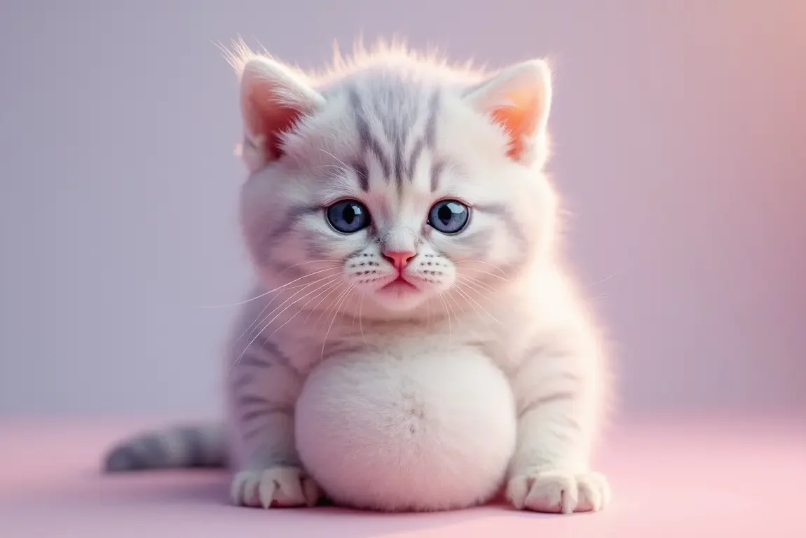 chaton au ventre gonflé