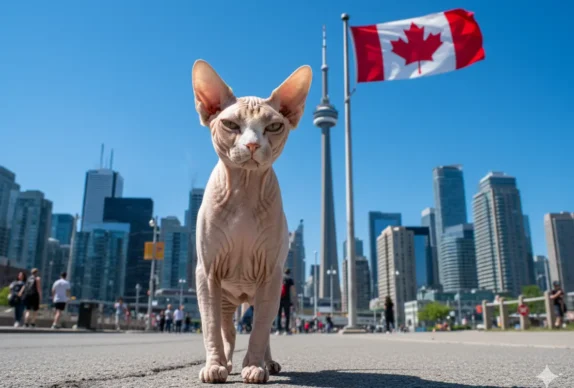 origine du Sphynx: un chat sphynx dans la ville de Toronto au Canada